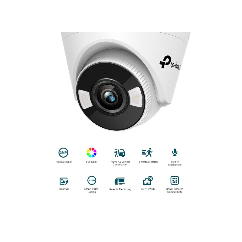 TP-LINK - VIGI C430 (4mm) 3MP Full-Color Turret Network cam.