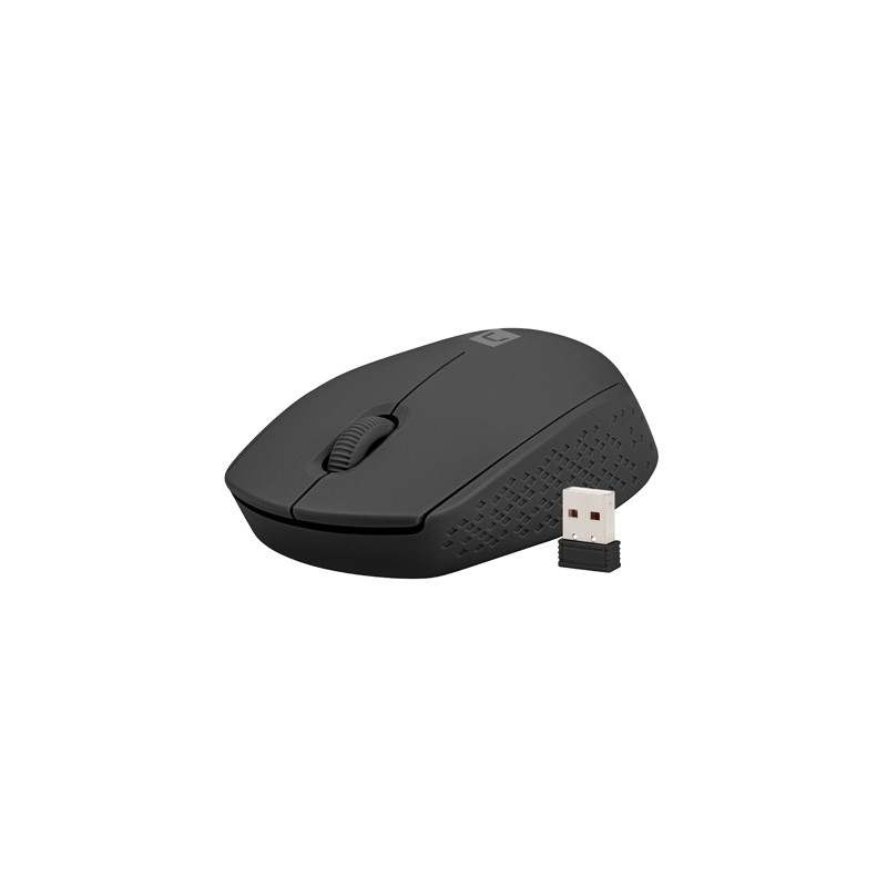 Myš Natec STORK/Kancelárska/Optická/1 600 DPI/Bezdrôtová USB/Čierna