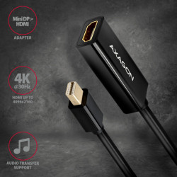 AXAGON RVDM-HI14N, Mini DisplayPort - HDMI 1.4 redukcia / adaptér, 4K/30Hz