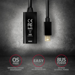AXAGON RVDM-HI14N, Mini DisplayPort - HDMI 1.4 redukcia / adaptér, 4K/30Hz