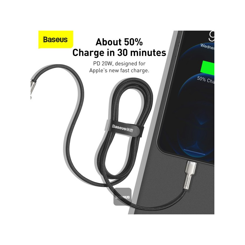 NONAME - Baseus dátový kábel Cafule USB-C/Lightning 1m PD 20W černý
