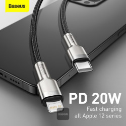 NONAME - Baseus dátový kábel Cafule USB-C/Lightning 1m PD 20W černý