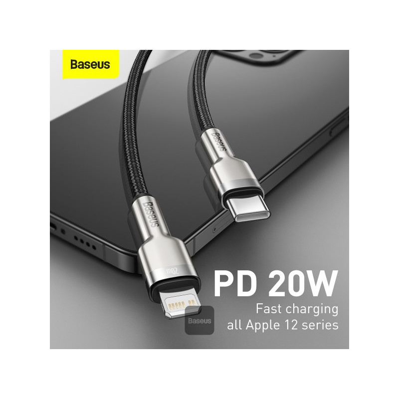 NONAME - Baseus dátový kábel Cafule USB-C/Lightning 1m PD 20W černý