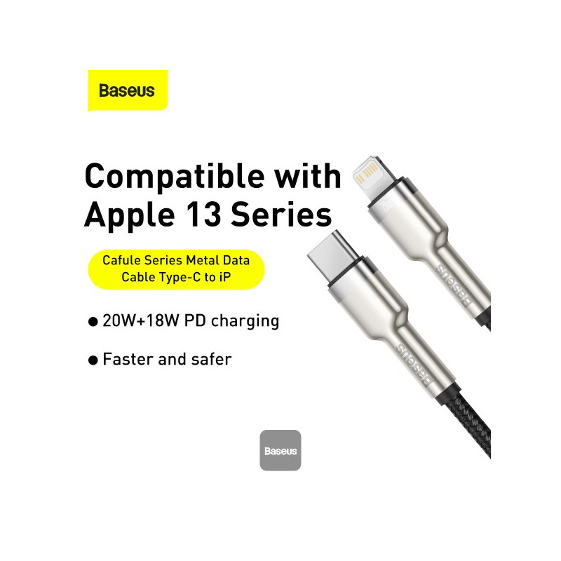 NONAME - Baseus dátový kábel Cafule USB-C/Lightning 1m PD 20W černý