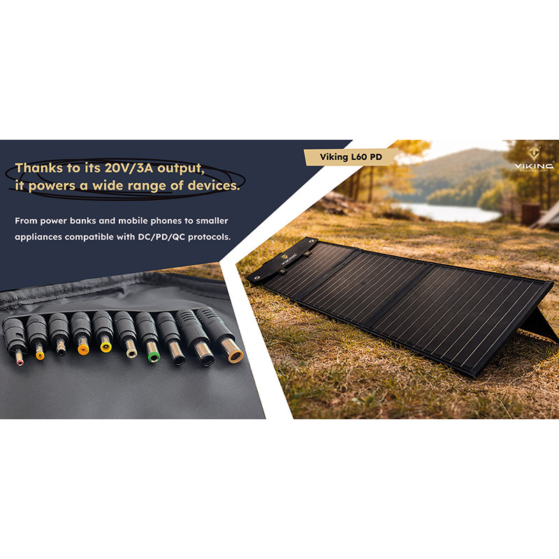 Solárny panel Viking L60 PD/60W výkon/USB-A QC/USB-C PD/