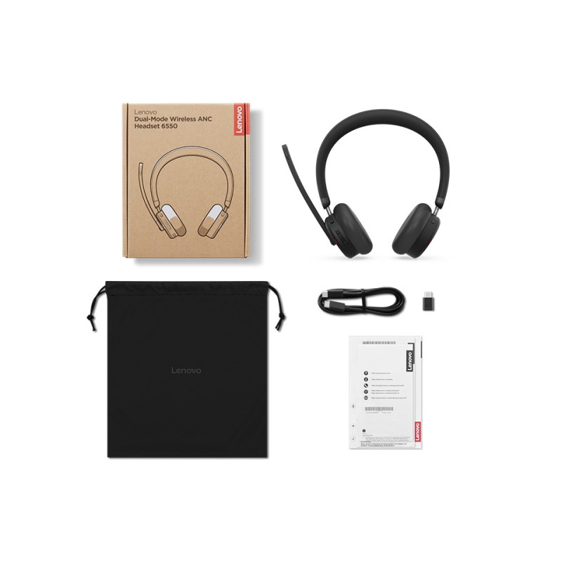 Lenovo Dual-Mode Wireless ANC Headset 6550/ANC/USB-C/BT/MS/čierna