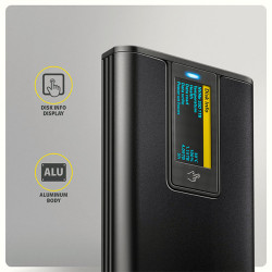 AXAGON EEM2-SD2B, USB-C 10Gbps externý box s displejom pre M.2 NVMe/SATA SSD, bezšroubový, čierny