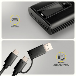 AXAGON EEM2-SD2B, USB-C 10Gbps externý box s displejom pre M.2 NVMe/SATA SSD, bezšroubový, čierny