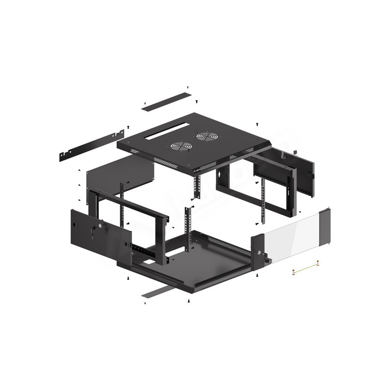 LANBERG RACKOVÁ SKRIŇA 19'' PRO MONTÁŽ NA STENU 4U/600X600 (FLAT PACK) V2 ČIERNA