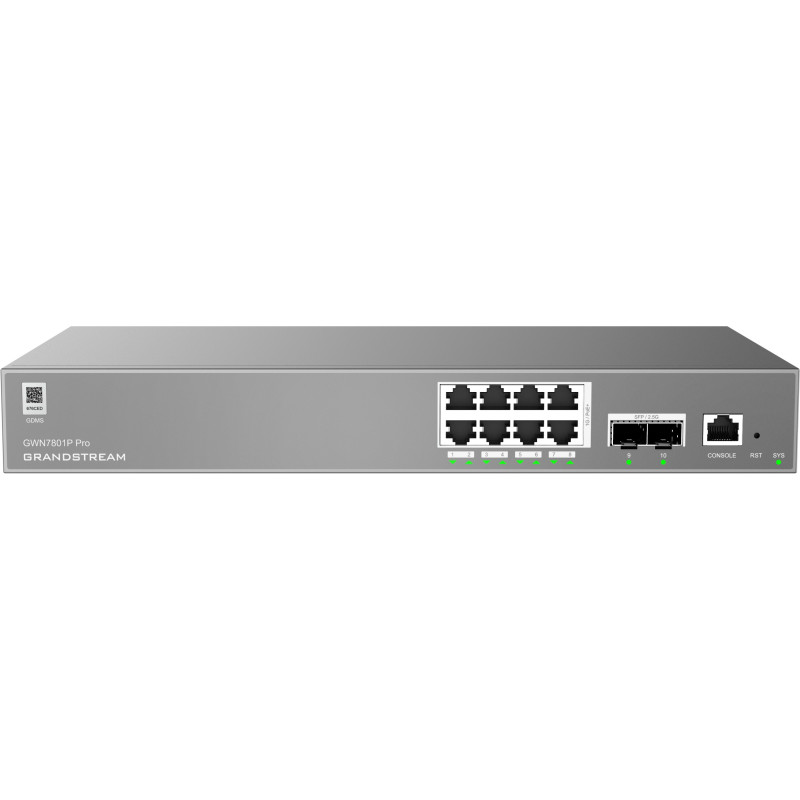 Grandstream GWN7801P Pre L2++, Managed switch, 8x 1Gb RJ45, PoE+, SFP, DHCP, CLI, VLAN