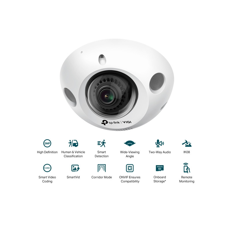 TP-LINK - VIGI C230 Mini (2.8mm) 2MP Dome Network Cam