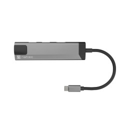 Natec multiport adaptér FOWLER GO HUB 5v1, 2X USB 3.0 HUB, HDMI 4K, USB-C PD, RJ45