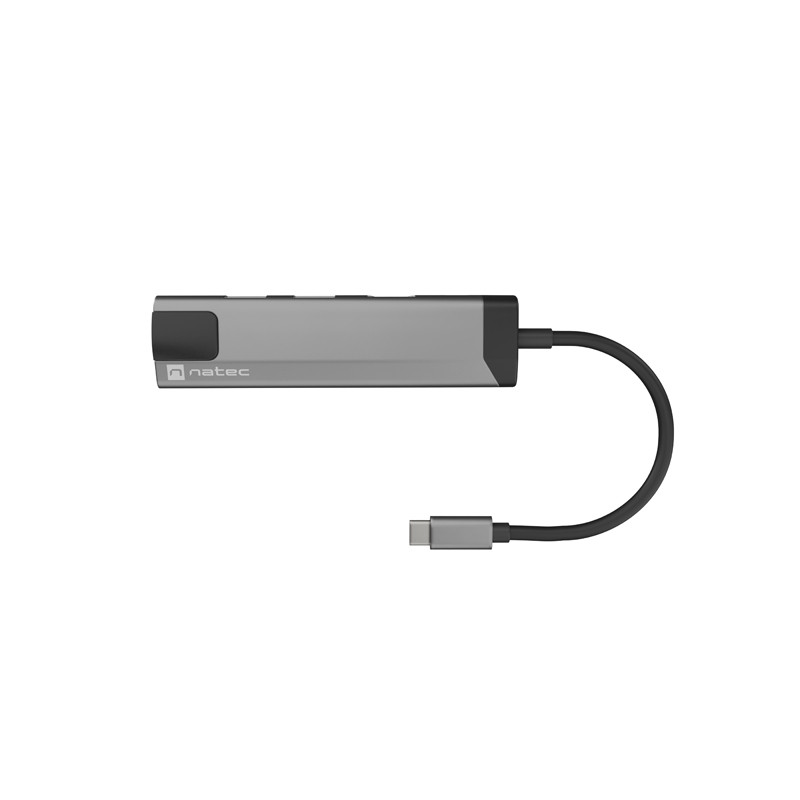 Natec multiport adaptér FOWLER GO HUB 5v1, 2X USB 3.0 HUB, HDMI 4K, USB-C PD, RJ45