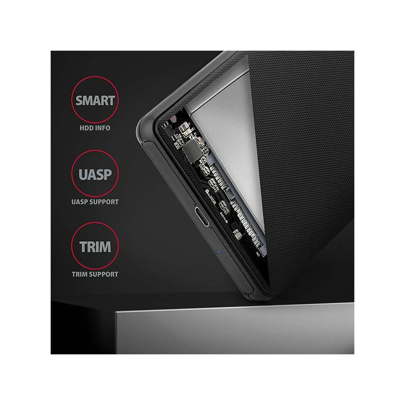 AXAGON EE25-SLC, USB-C 3.2 Gen 1 - SATA 6G 2.5'' SLIDE box, bezšroubový, čierny