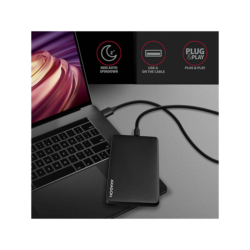 AXAGON EE25-SLC, USB-C 3.2 Gen 1 - SATA 6G 2.5'' SLIDE box, bezšroubový, čierny