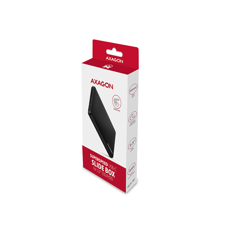 AXAGON EE25-SLC, USB-C 3.2 Gen 1 - SATA 6G 2.5'' SLIDE box, bezšroubový, čierny