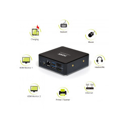 NONAME - PORT CONNECT Dokovacia stanica 8v1 USB-C, USB-A, dual video, HDMI, Ethernet, audio, USB 3.0