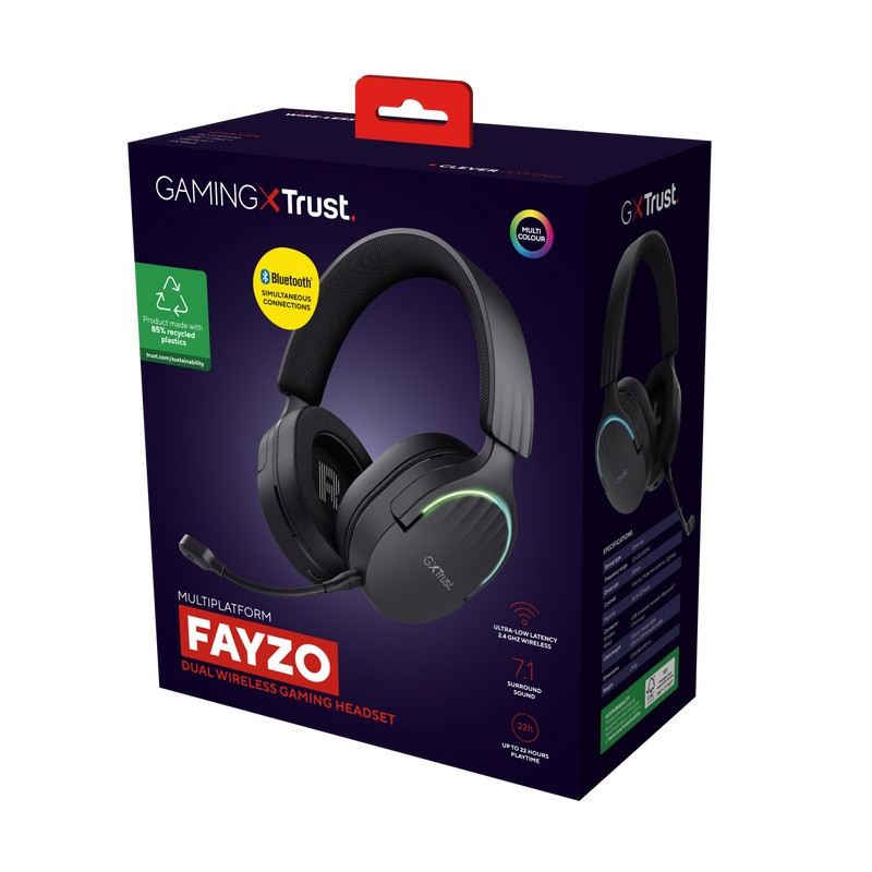 Trust Gaming GXT 491 Fayzo/7.1/Jack/Drôt/BT-USB/Bezdrôt/Čierna