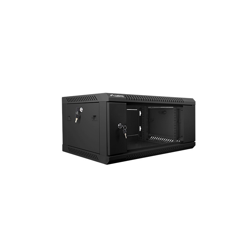 LANBERG - Nástenný rack 19'' 4U 600X450mm černý flat pack