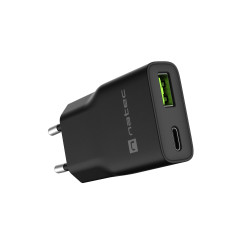 Univerzálna nabíjačka USB Natec RIBERA GaN SLIM, 20 W, 1X USB-A + 1X USB-C, čierna