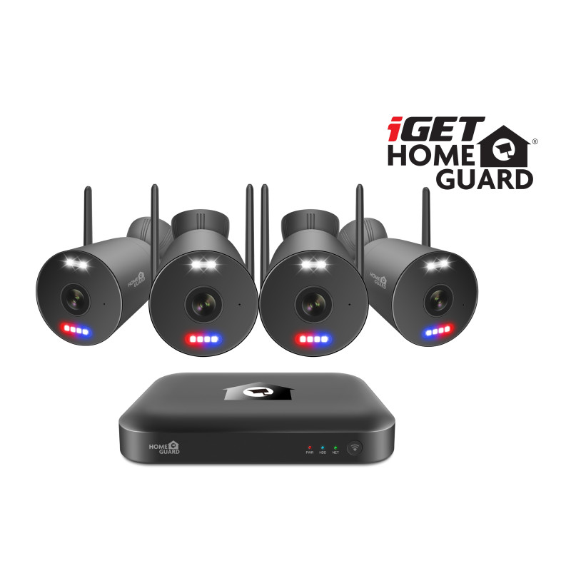 iGET HGNVK109104 - kamerový WiFi set, 3K rozlíšenie, 10CH NVR + 4x kamera so zvukom, IR + LED, CZ app