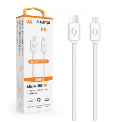 ALIGATOR Dátový kábel POWER 3A, USB-C/microUSB biely