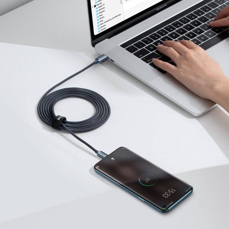NONAME - Baseus CAJY000701 Crystal Shine Series Dátový Kabel USB-C - USB-C 100W 2m Black