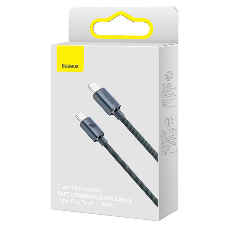 NONAME - Baseus CAJY000701 Crystal Shine Series Dátový Kabel USB-C - USB-C 100W 2m Black