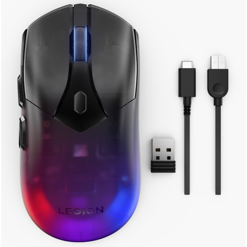 Lenovo Legion M410/Herná/Optická/Pre pravákov/16 000 DPI/Drôtové/Bezdrôtové/Transparentné