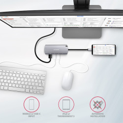 AXAGON HMC-6M2, USB 3.2 Gen 1 húb, 2x USB-A, HDMI, RJ-45 GLAN, SATA M.2, PD 100W, kábel USB-C 18cm