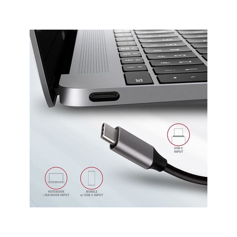 AXAGON HMC-6M2, USB 3.2 Gen 1 húb, 2x USB-A, HDMI, RJ-45 GLAN, SATA M.2, PD 100W, kábel USB-C 18cm