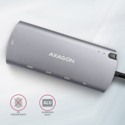 AXAGON HMC-6M2, USB 3.2 Gen 1 húb, 2x USB-A, HDMI, RJ-45 GLAN, SATA M.2, PD 100W, kábel USB-C 18cm
