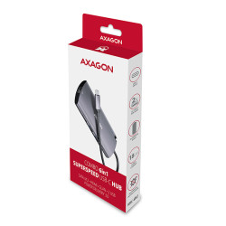 AXAGON HMC-6M2, USB 3.2 Gen 1 húb, 2x USB-A, HDMI, RJ-45 GLAN, SATA M.2, PD 100W, kábel USB-C 18cm