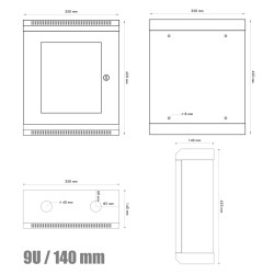 10'' rack jednodielny 9U/140 DATACOM černý Skl. dv.