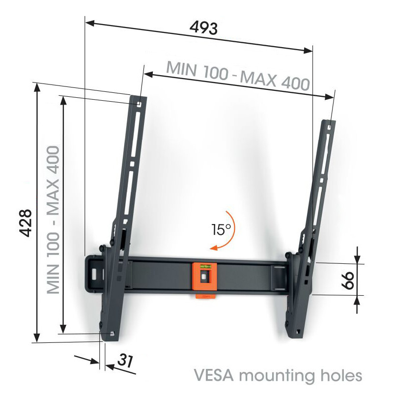 VOGELS - Vogel's TVM 1413, TV držiak s náklonom pre obrazovky 32-65'', 25 kg