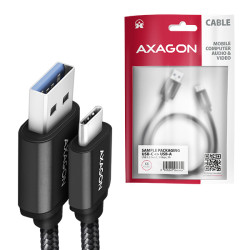 AXAGON BUCM3-AM20AB, SPEED kábel USB-C -- USB-A, 2m, USB 3.2 Gen 1, 3A, ALU, oplet, čierny