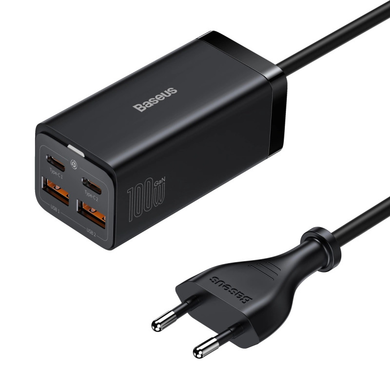 NONAME - Baseus Rýchlonabíjačka do siete GaN3, 2x USB-A, 2x USB-C 100W čierna