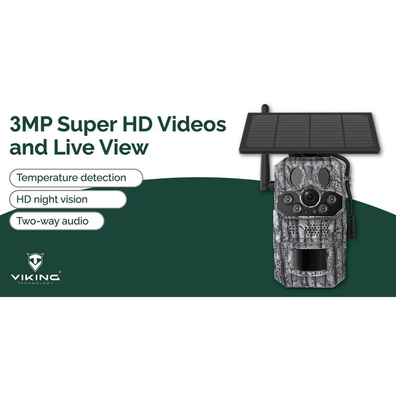 Solárna kamera Viking HDs05 4G/2304x1296/PIR detekcia/pohybový senzor/7800mAh