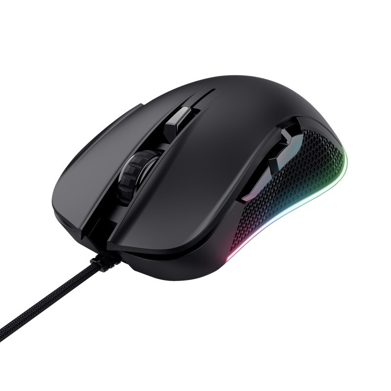 TRUST GXT 922 YBAR/Herná/Optická/Pre pravákov/7 200 DPI/Drôtová USB/Čierna