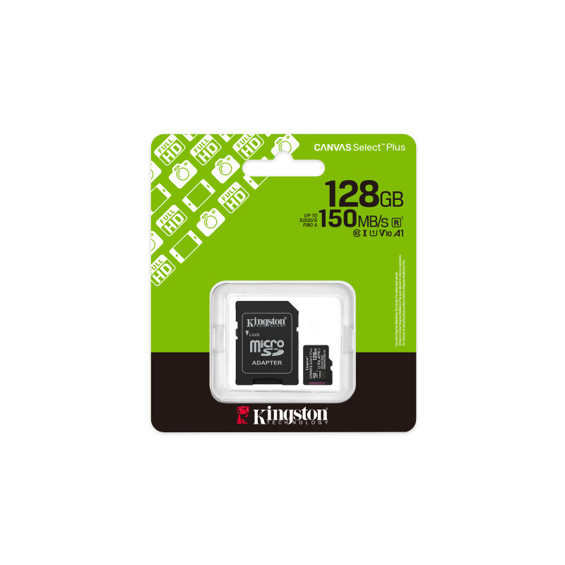 Kingston Canvas Select Plus/Micro SDXC/128GB/UHS-I U1 / Class 10/+ Adaptér