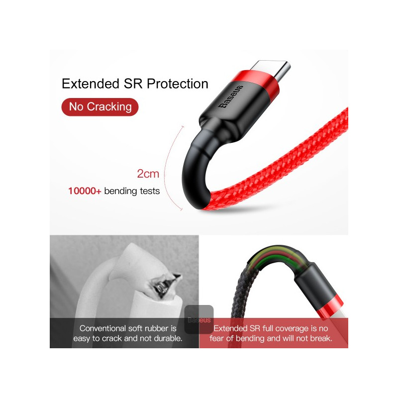 NONAME - Baseus dátový kábel Cafule USB-C 2m 2A červený