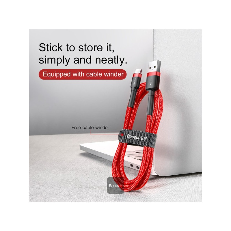 NONAME - Baseus dátový kábel Cafule USB-C 2m 2A červený