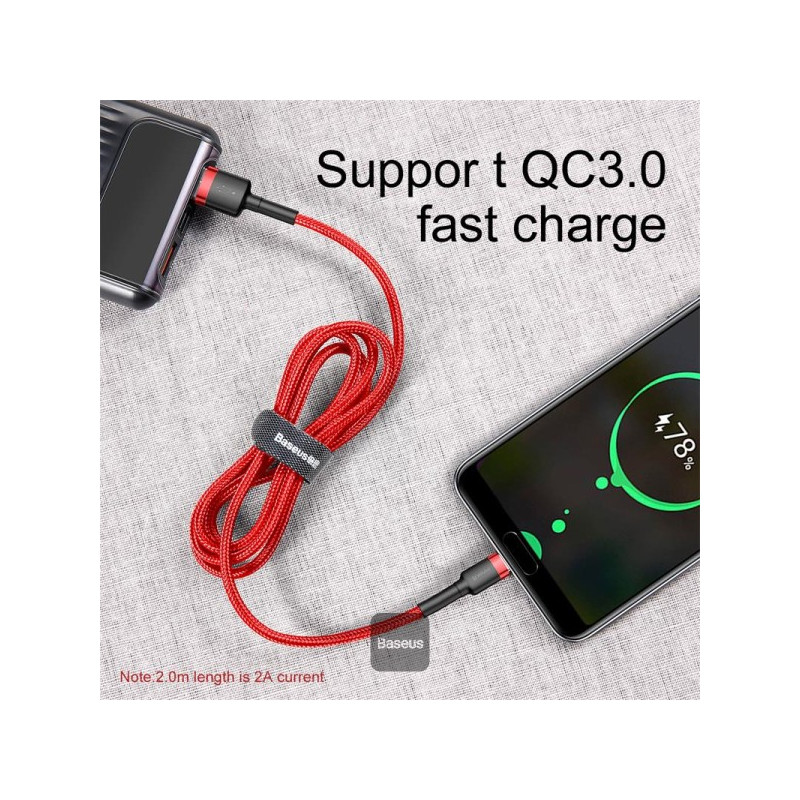 NONAME - Baseus dátový kábel Cafule USB-C 2m 2A červený