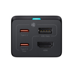 NONAME - Baseus Nabíjačka do siete GaN5 Pre 2x USB-C/USB-A/HDMI 67W kábel 1.5m/USB-C kábel 1m čierna