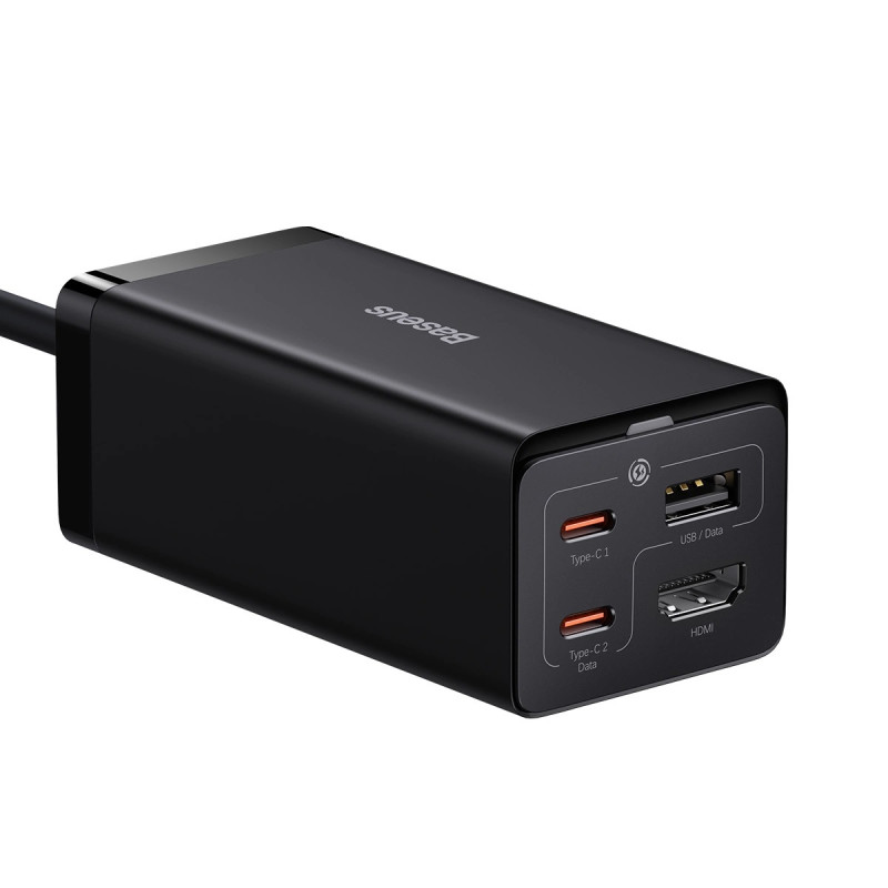 NONAME - Baseus Nabíjačka do siete GaN5 Pre 2x USB-C/USB-A/HDMI 67W kábel 1.5m/USB-C kábel 1m čierna
