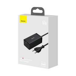 NONAME - Baseus Nabíjačka do siete GaN5 Pre 2x USB-C/USB-A/HDMI 67W kábel 1.5m/USB-C kábel 1m čierna