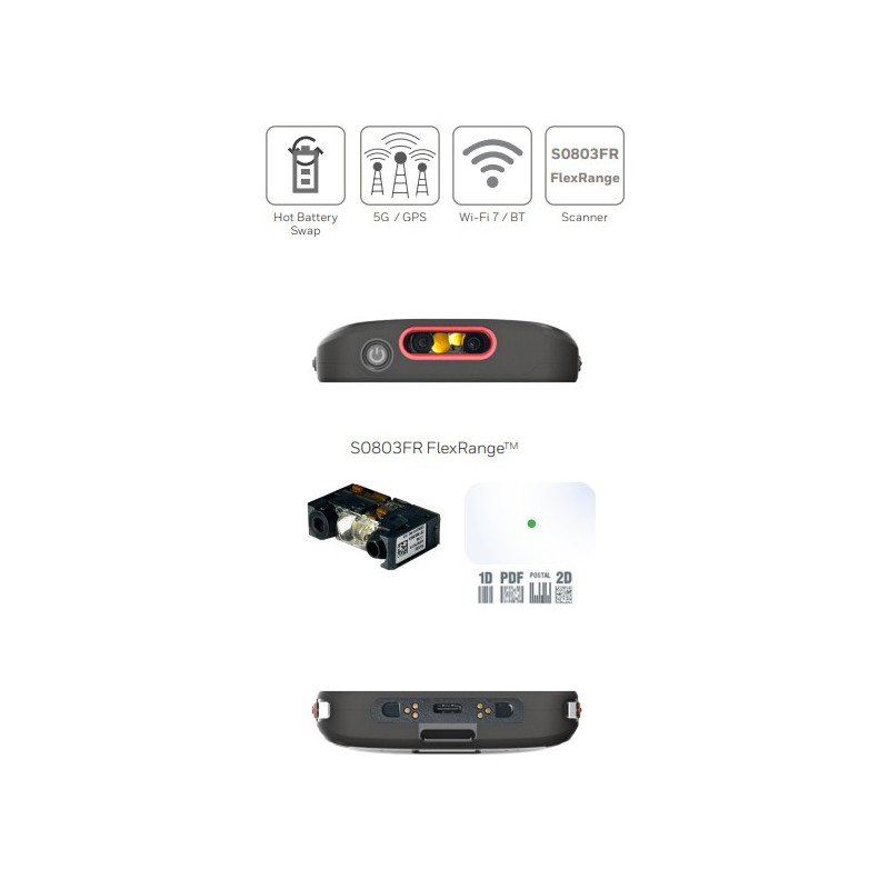 Honeywell CT70: WIFI7/6E, 8GB/128GB, FlexRange Engine-Green Laser, Extended Battery, GMS