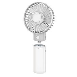 FELLOWES - Platinet PRDF6107 kapesný ventilátor 10 cm, funkcia powerbanky 4000 mAh, biela-šedá