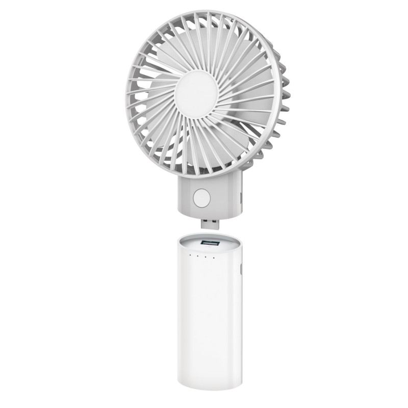 FELLOWES - Platinet PRDF6107 kapesný ventilátor 10 cm, funkcia powerbanky 4000 mAh, biela-šedá