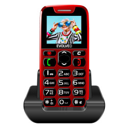 EVOLVEO EasyPhone, mobilný telefón pre seniorov s nabíjacím stojanom, červená